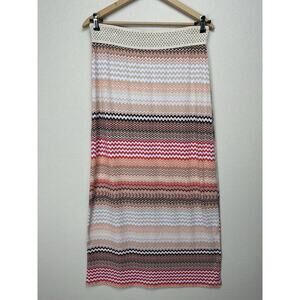 Maxi Skirt‎ XL W/ Wide Waist Band Stretch Zig Zag Stripes Boho Hippie Whimsy